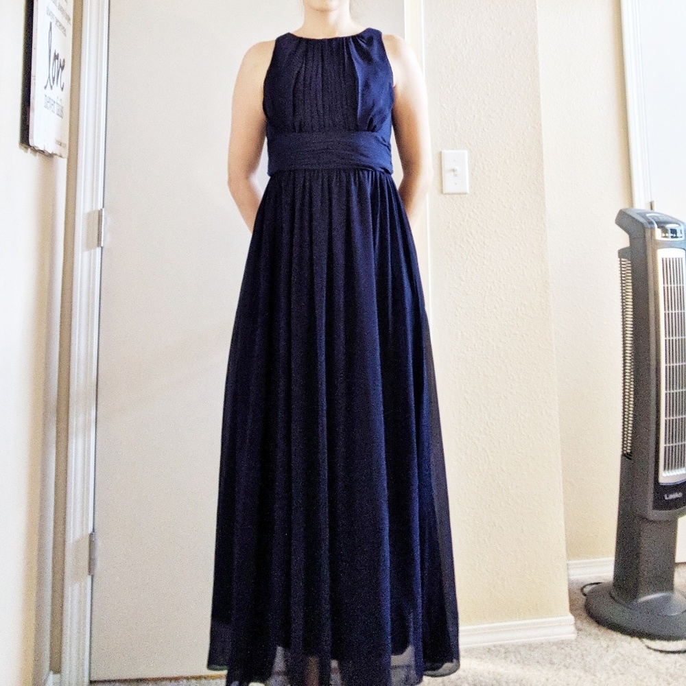 Floor length Navy formal dress